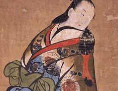 女流俳人 長谷川かな女 洋画家 伊藤慶之助 画 芥子 肉筆掛軸 しみあり 女流俳人 長谷川かな女 洋画家 伊藤慶之助 画 芥子 肉筆掛軸