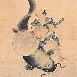 【模写】【一灯】t5201〈梶野玄山〉孔雀図 石川の人 皇室献上画家 ひめうさぎ♪男物◇アンサンブル◇紬◇渋いグリーン系◇正絹◇美