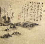 正しい作品]：[淵野桂僊・晩秋獨釣図・絹本]／豊後南画／田能村