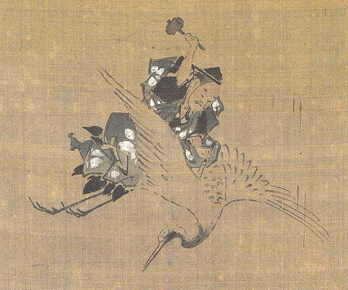 鑑定　江戸後期頃・【三岳老樵】　李士達筆法・山驛風雨図　特大幅　掛軸　中国画　模写 葛飾北斎に学んだ庄内藩士・大山北李