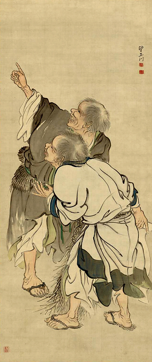 望月玉川「寒山拾得指月図」ボストン美術館蔵