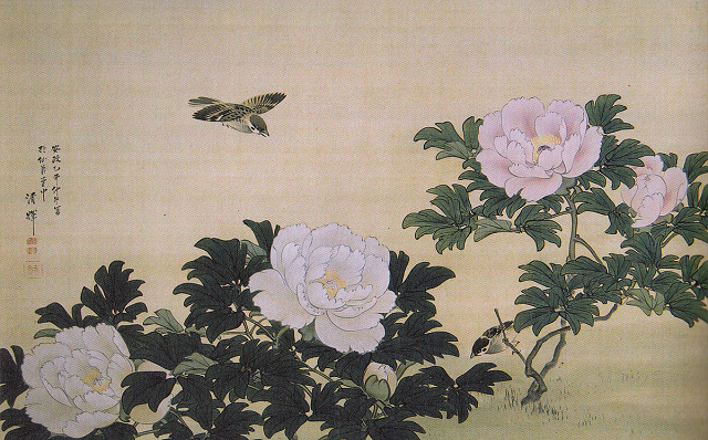横山清暉「牡丹に雀図」