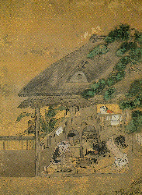 狩野吉信「職人尽絵屏風」のうち「鍛冶師」埼玉県川越市・喜多院