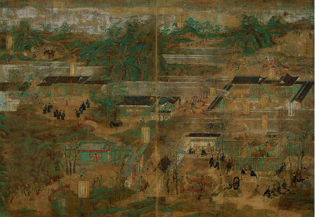 秦致貞「聖徳太子絵伝」(10面のうち2面)国宝 東京国立博物館蔵