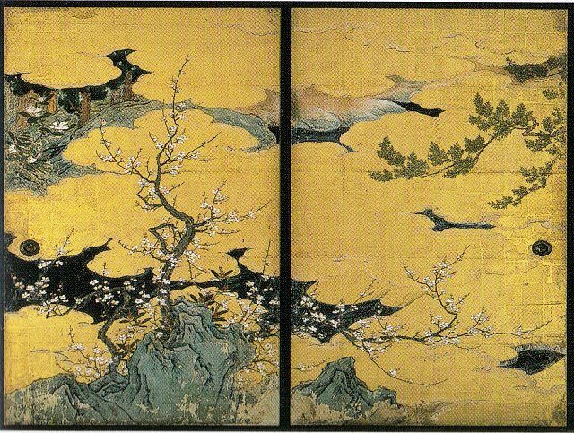 狩野光信「四季花木図襖」(部分)重文 園城寺勧学院