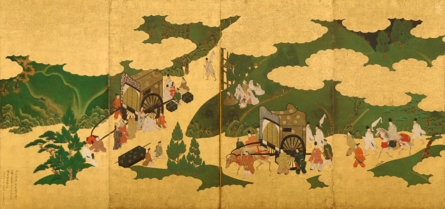 土佐光吉「源氏物語図屏風」(右隻)メトロポリタン美術館蔵