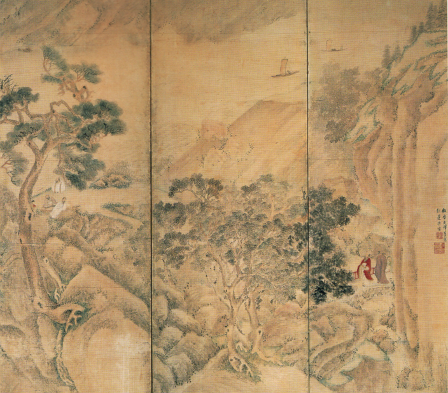 彭城百川「山水図屏風」（部分）重文　東京国立博物館蔵