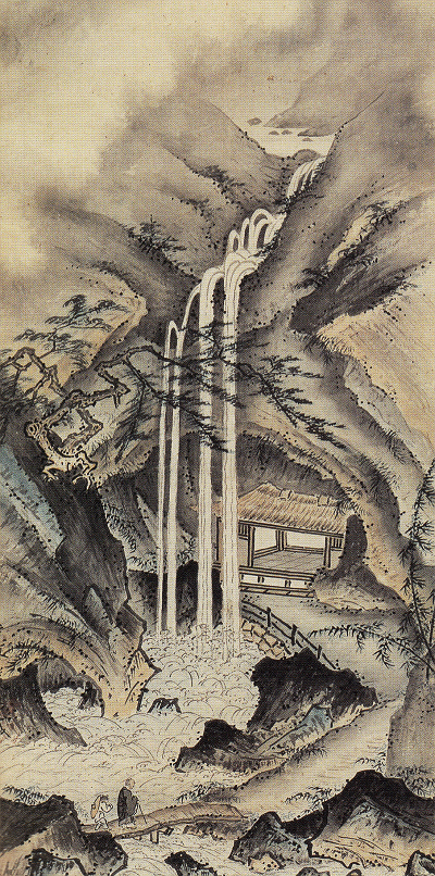 芸阿弥「観瀑図」(絵画部分のみ)重文 根津美術館蔵