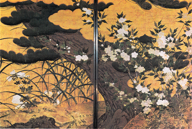 長谷川等伯「松に秋草図屏風」（右隻）国宝　京都・智積院　