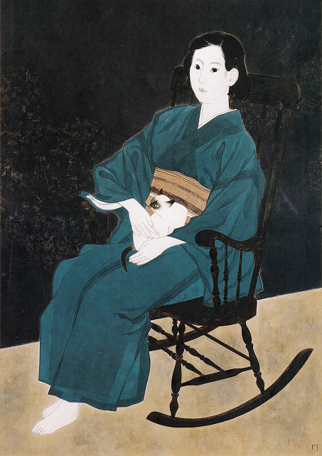 中村貞以「シャム猫と青衣の女」
