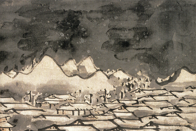 与謝蕪村「夜色桜台図」（部分）国宝