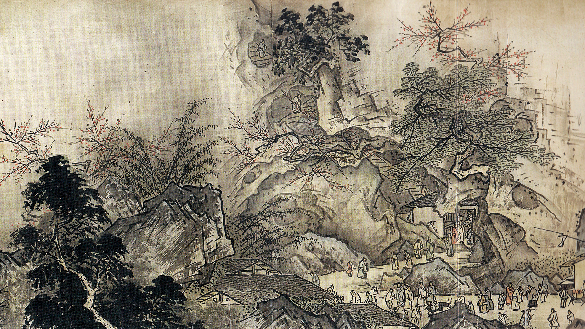 掛軸 芳剛「雪景図」手描き水墨画 世界に二つとない宝物 京都を離れ中国や日本各地を巡った雪舟 - UAG美術家研究所