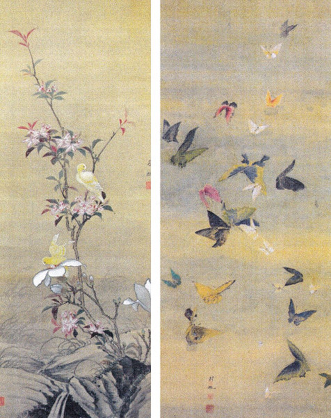 左：森月航「花鳥図」 右：森月航「蝶図」