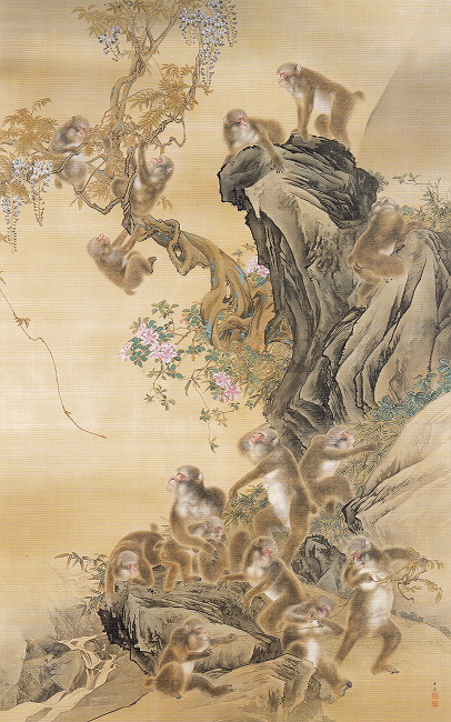 川端玉章「群猿之図」
