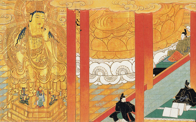 芝琳賢ほか「大仏縁起絵巻」下巻第３段（部分）重文　奈良・東大寺蔵