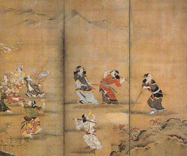 狩野長信「花下遊楽図屏風」(左隻部分)国宝 東京国立博物館蔵