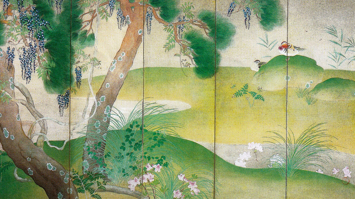 松岡映丘らの新興大和絵に共感し、古典に取材した作品を多く発表した 