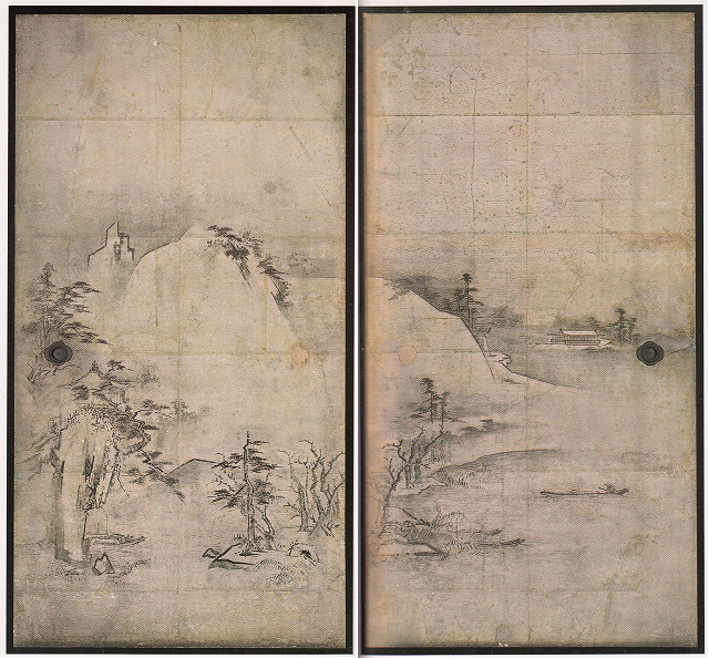 曾我蛇足「四季山水図襖」(冬)重文 京都・真珠庵蔵