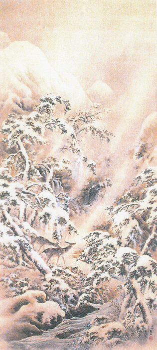 奥谷秋石「松渓風雪遊鹿山水之図」京都国立近代美術館蔵