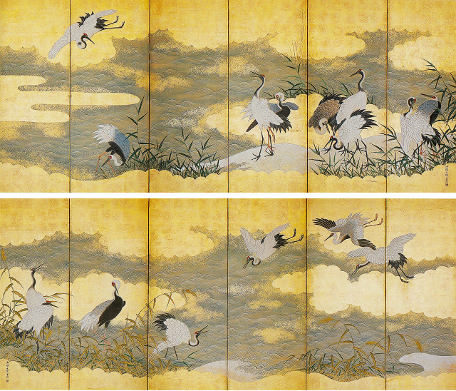 吉田元陳「群鶴図」