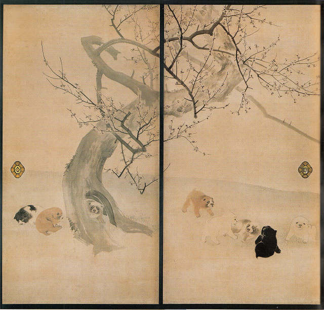 山本守礼「梅花狗子図襖」大乗寺