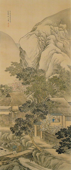 鈴木百年「溪邨春景図」