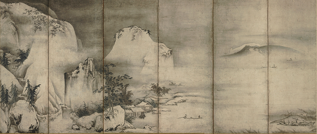 伝周文「四季山水図屏風」(一部)重文 東京国立博物館蔵