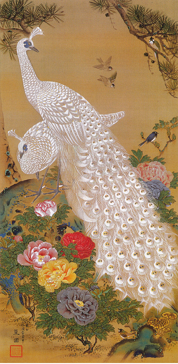 高谷篁圃「富貴長寿集禽図」白鶴美術館蔵