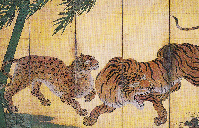 狩野山楽「龍虎図屏風」（左隻部分）重文　京都・妙心寺蔵